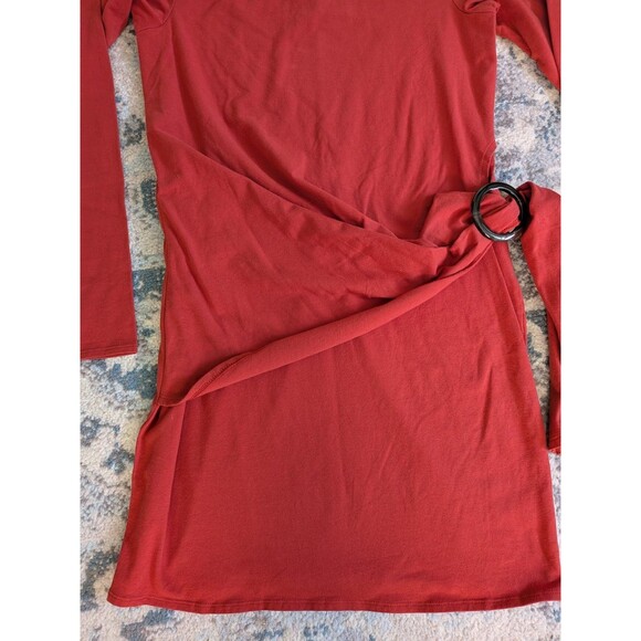 Free People Frankie Asymmetric Dress Long Sleeve Sz Large Burnt Orange NWT - Picture 5 of 10